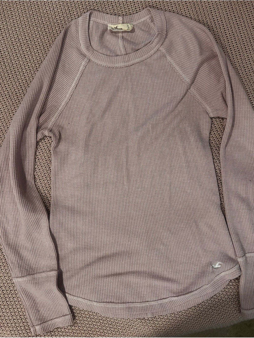 Hollister Women’s Small Mauve Waffle Knit Long Sleeve Thermal Top